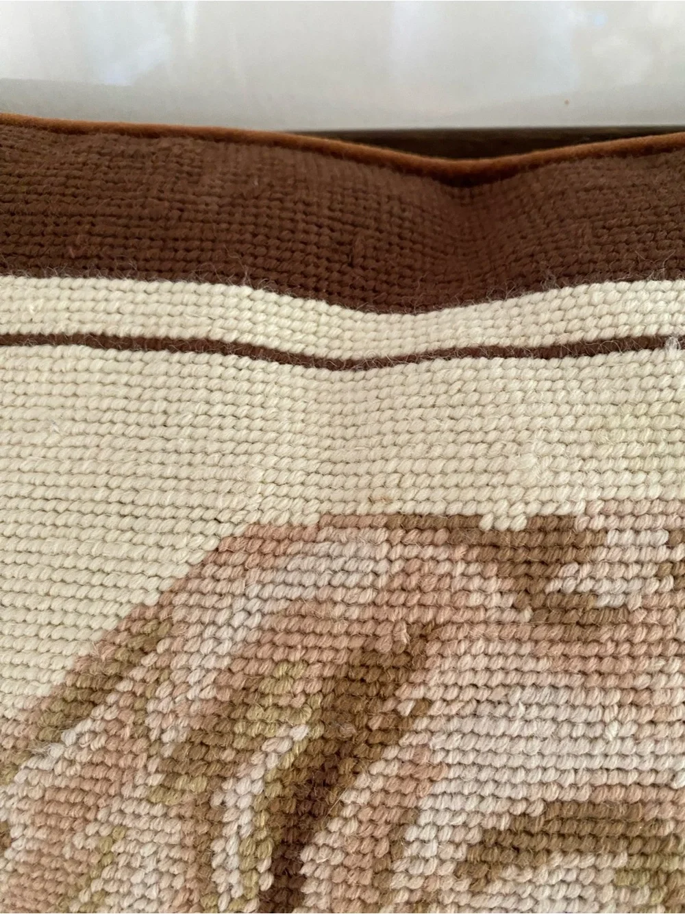 Yellow Labrador Retriever Needlepoint Throw Pillow Brown Velvet